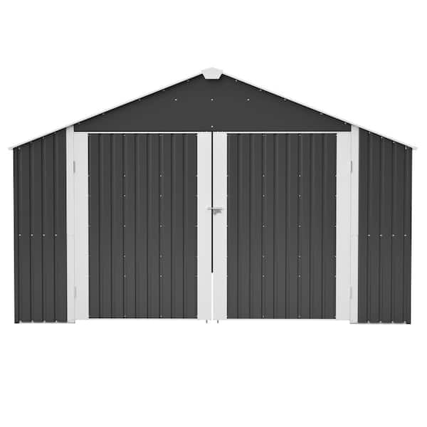 Black 12x20 FT Outdoor Metal Garage Shed with Spacious 1810 CUFT Capacity All-Weather Protection for Outdoor