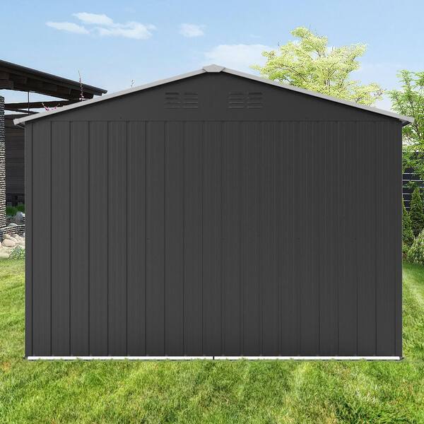 8.5 ft. W x 6.2 ft. D Gray Metal Outdoor Garden Storage Sheds with