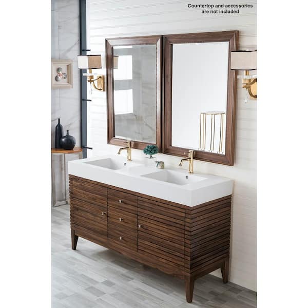 James Martin Vanities Linear 58.8 in. W x 19.50 in. D x 29.8 in.H Bath Vanity Cabinet Without Top in Mid-Century Walnut