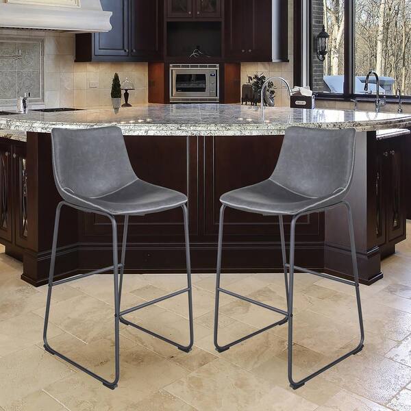 dark grey faux leather bar stools