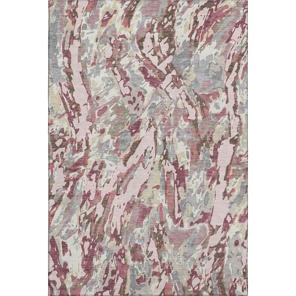 Mayfield Premium Machine Washable Abstract AMF2441 Blush 10 ft. x 14 ft. Area Rug