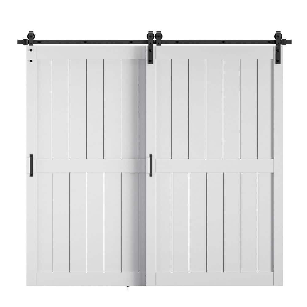 89 in. x 84 in. (Double 48in. ) H-Style Panel White Finished Composite MDF Sliding Barn Door with Hardware Kit price history on PriceWatchPro