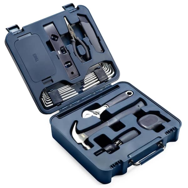 Modern 28-Piece Home Tool Kit with Tool Box and Phone Holder