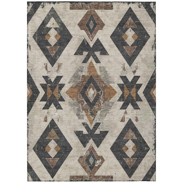 Chantille Machine Washable Indoor/Outdoor Abstract ACN1882 Beige 5 ft. x 7 ft. 6 in. Accent Rug
