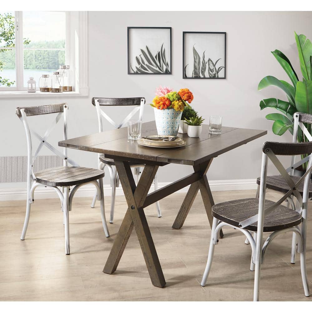 Farmhouse Reclaimed Wood Extendable Dining Table in Washed Grey
