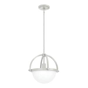 Wedgefield 1-Light Brushed Nickel Island Pendant with Frosted Cased White Glass Shade Kitchen Light