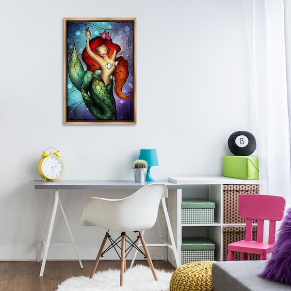 Undersea Dreaming Mermaid by Mandie Manzano Brown Floater Frame Fantasy Graphic Art Print 31 in. x 21 in.