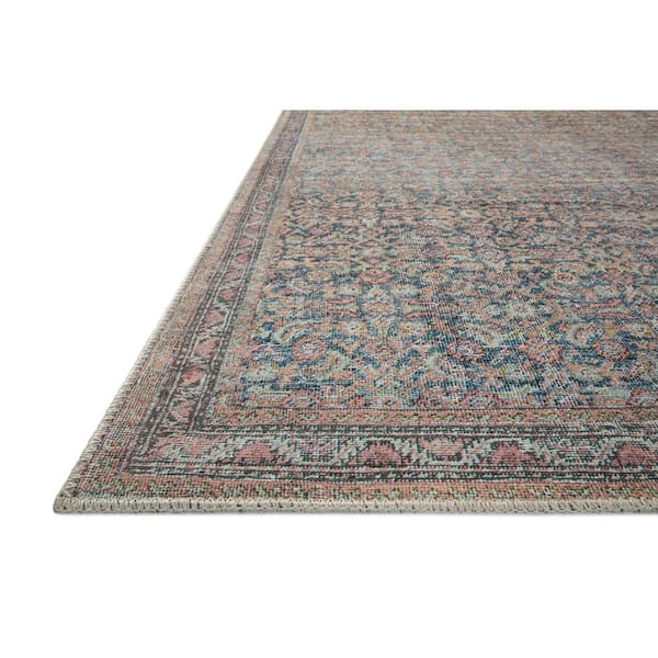 Adrian Denim/Multi 7'-6" x 9'-6" Oriental Printed Polyester Pile Area Rug