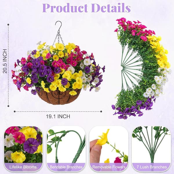 20.5 in. Multi-Colored Outdoor Artificial Hanging Flowers with