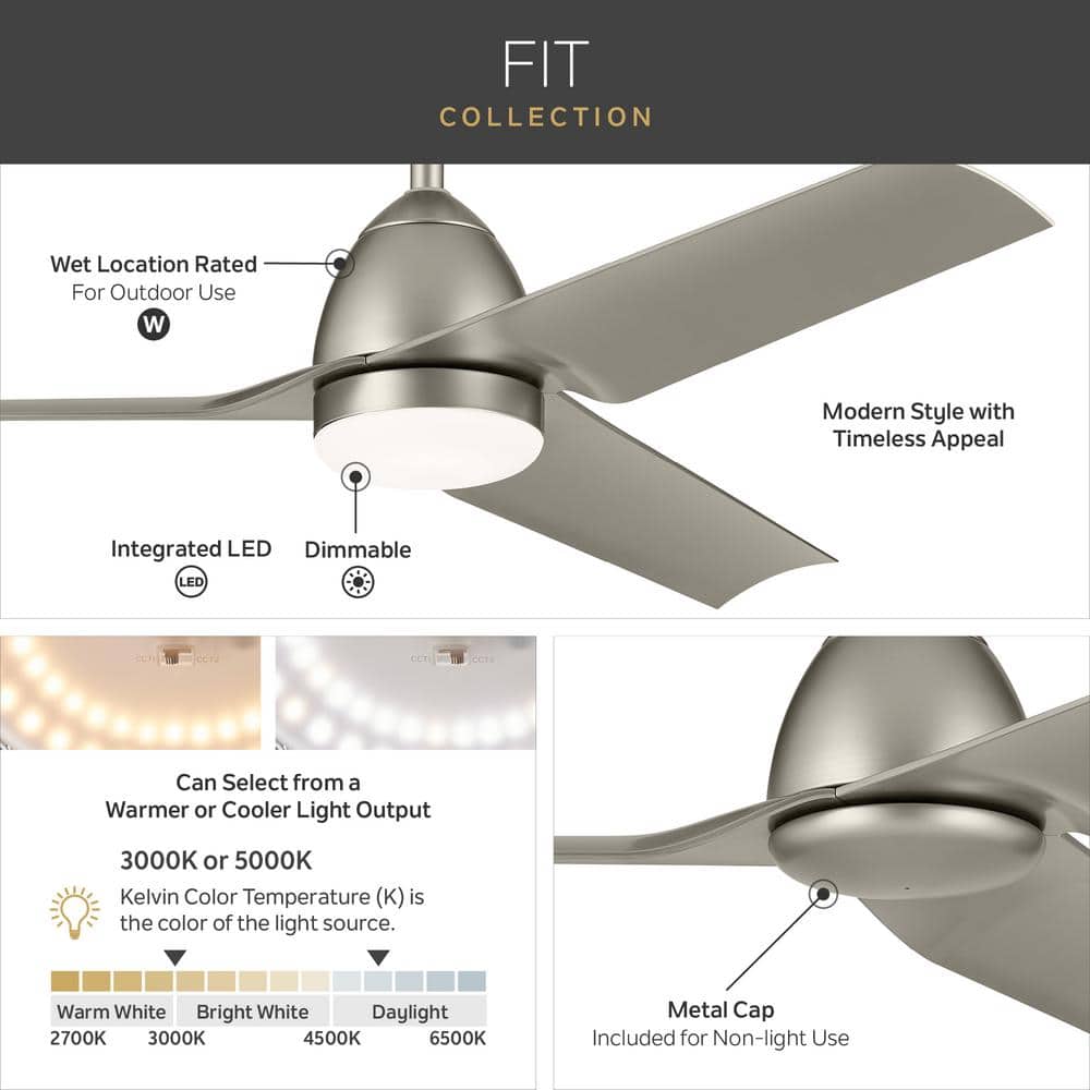 54-Inch Black Modern Ceiling Fan with LED Light and Remote