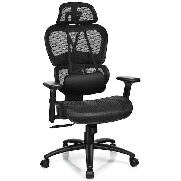 Gymax Black Mesh Office Chair Recliner High Back Adjustable with Headrest  and Lumbar Support GYM04406 - The Home Depot