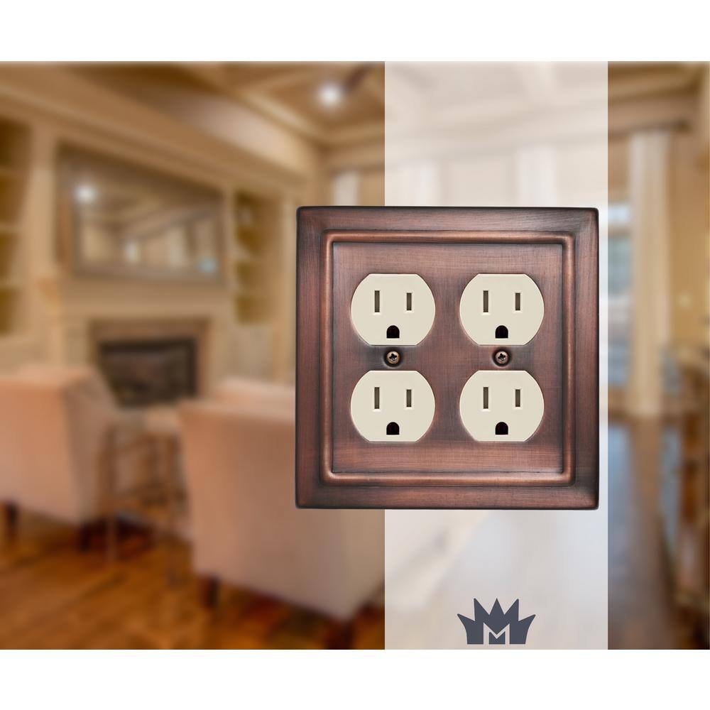 Vintage Bronze 2-Gang Metal Duplex Outlet Wall Plate