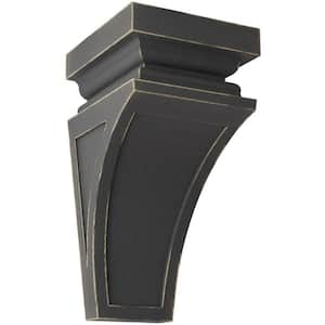 6 in. x 12 in. x 6-3/4 in. Black Large Nevio Wood Vintage Decor Corbel