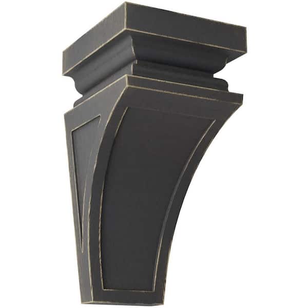 Ekena Millwork 6 in. x 12 in. x 6-3/4 in. Black Large Nevio Wood Vintage Decor Corbel