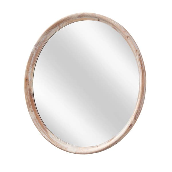 Unbranded Grand Round 33 in. x 33 in. Whitewash Wall Mirror