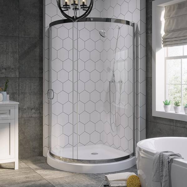 Shower Base Breeze 38 Kit, Tile Corner Shower With Curtain