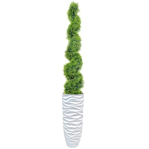 83.5 in. Artificial Spiral Topiary in fiberstone planter