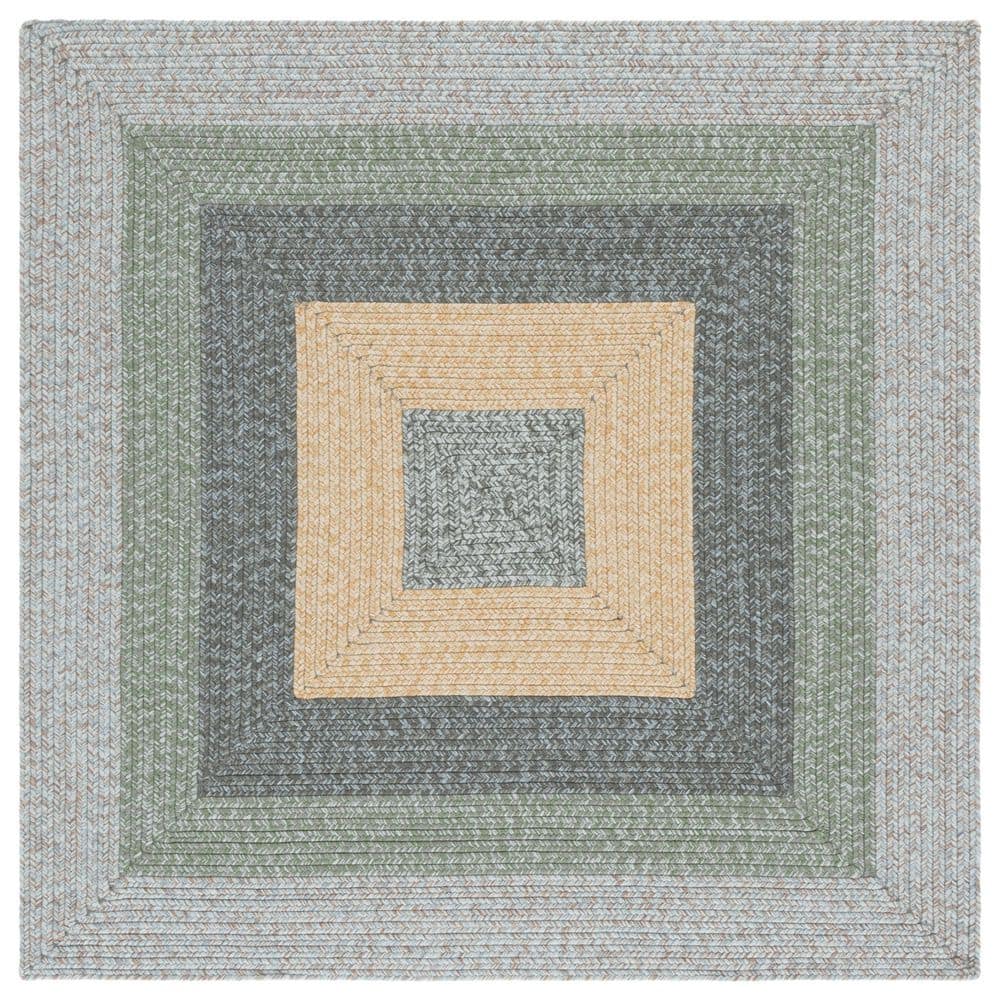SAFAVIEH Braided Gray/Green 3 ft. x 3 ft. Machine Washable Solid ...