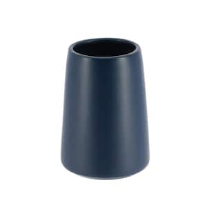 Smooth Freestanding Water Tumbler or Toothbrush Holder Flared Shape Navy Blue