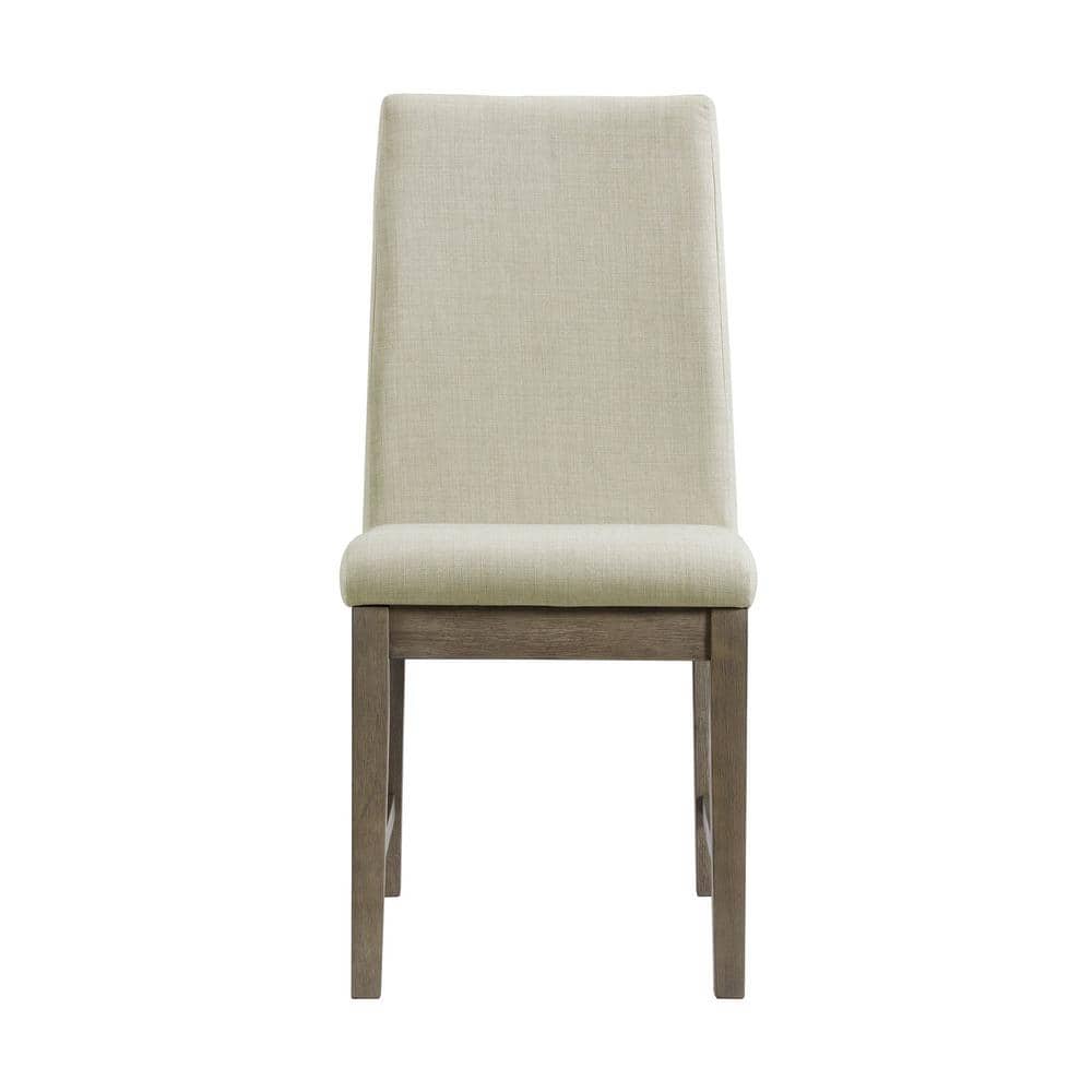 Gray Upholstered Transitional Side Chair with Wood Frame
