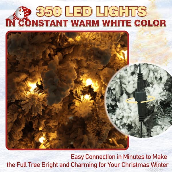 6.5 ft. Pre-Lit LED Flocked Artificial Christmas Tree with Warm White Light