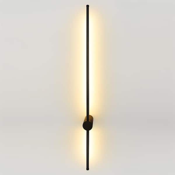 LamQee 39 in. Modern 1-Light Black Wall Sconce LED Wall Lamp with Plug