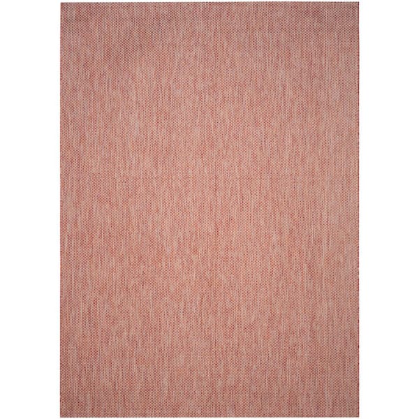 Courtyard Red/Beige 8 ft. x 11 ft. Solid Indoor/Outdoor Patio  Area Rug