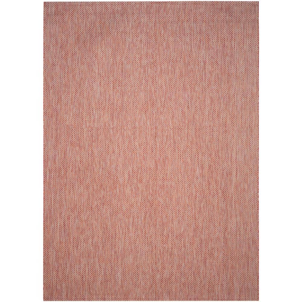 SAFAVIEH Courtyard Red/Beige 9 ft. x 12 ft. Solid Indoor/Outdoor Patio ...