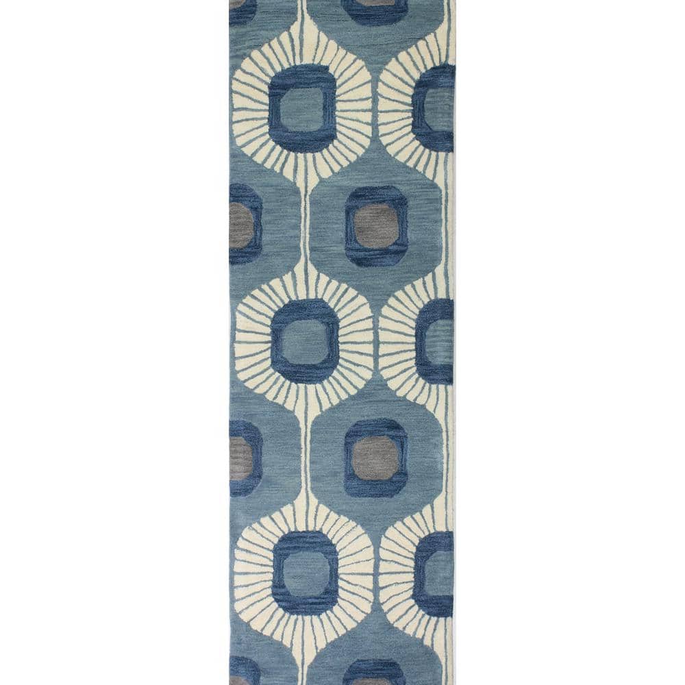 Chelsea Lt. Blue 3 ft. x 8 ft. (26 x 8) Geometric Contemporary Runner