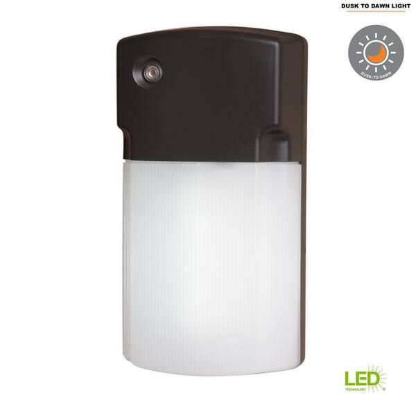 HALO Bronze Outdoor Integrated LED Wall Pack Light with Dusk to Dawn Photocell Sensor