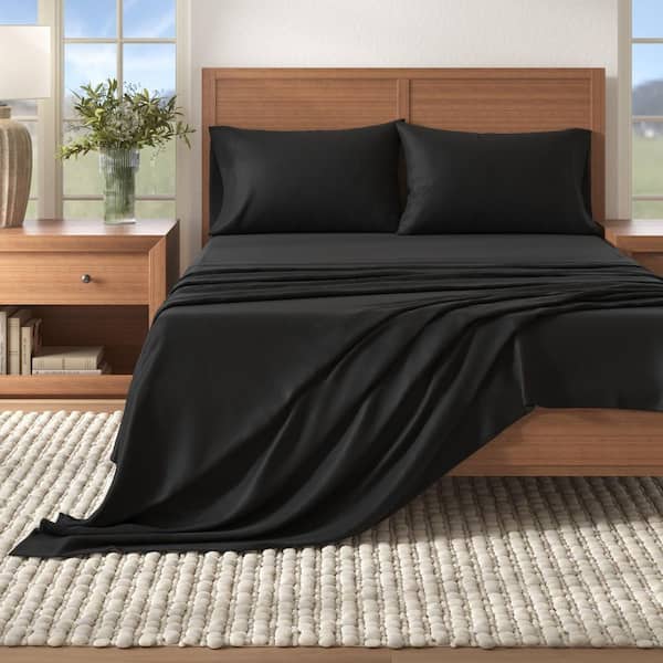 Turkish Cotton Flannel Sheet Set, Queen, Black