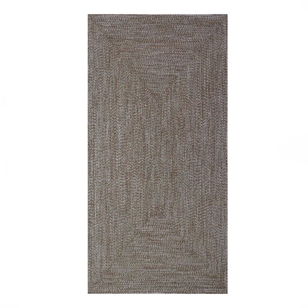 SUPERIOR Braided Latte/White 6 ft. x 9 ft. Solid Indoor/Outdoor Area Rug