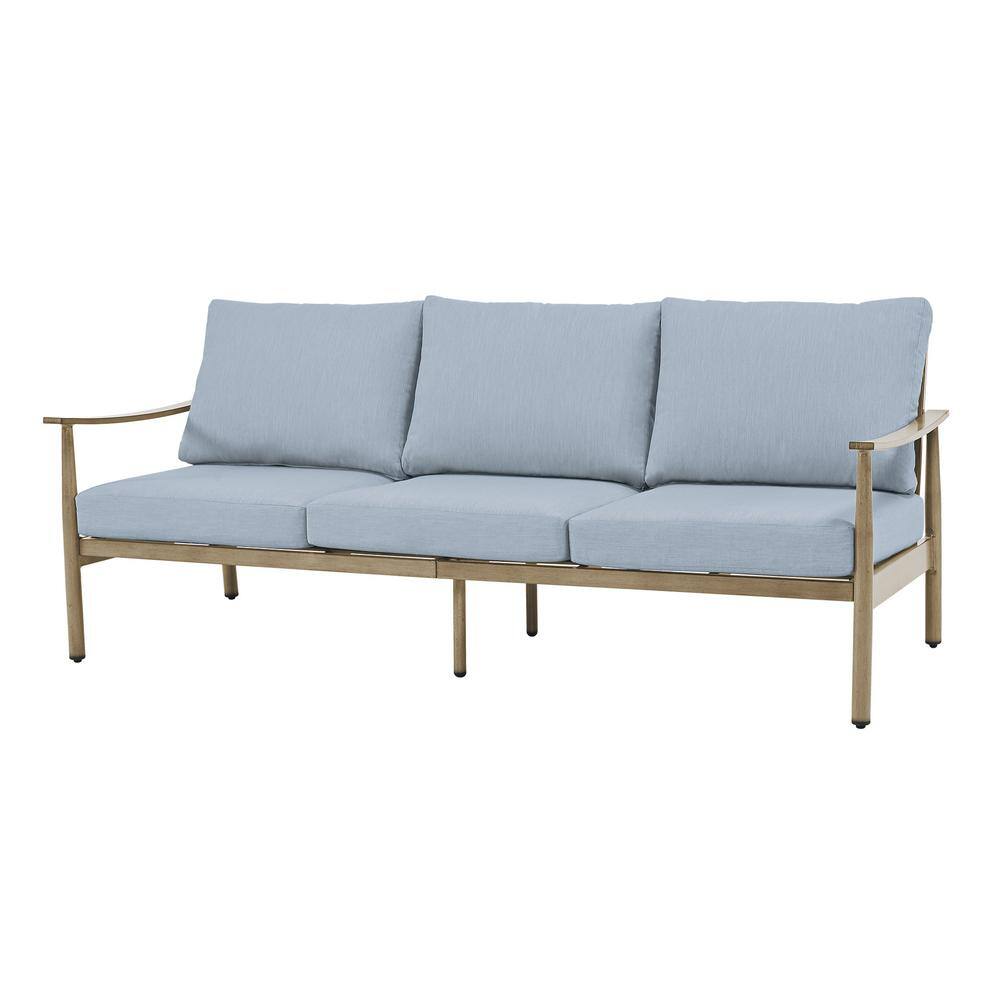 SleekLine 3-Seat Brown Aluminum Outdoor Sofa Couch with Blue Cushions price history on PriceWatchPro