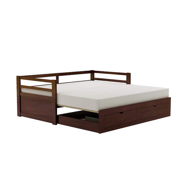 Furniture of America Oslom Dark Walnut Twin Expandable Daybed with Drawers