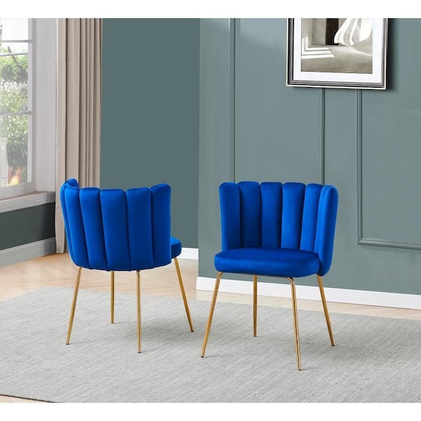 Best Master Furniture Elegante Blue Velvet Fabric Side Chairs (Set of 2)
