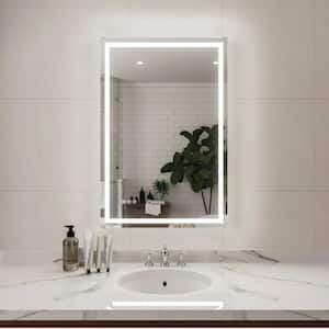 Claro 24 in. W x 36 in. H Rectangular Frameless LED Wall Bathroom Vanity Mirror in Silver