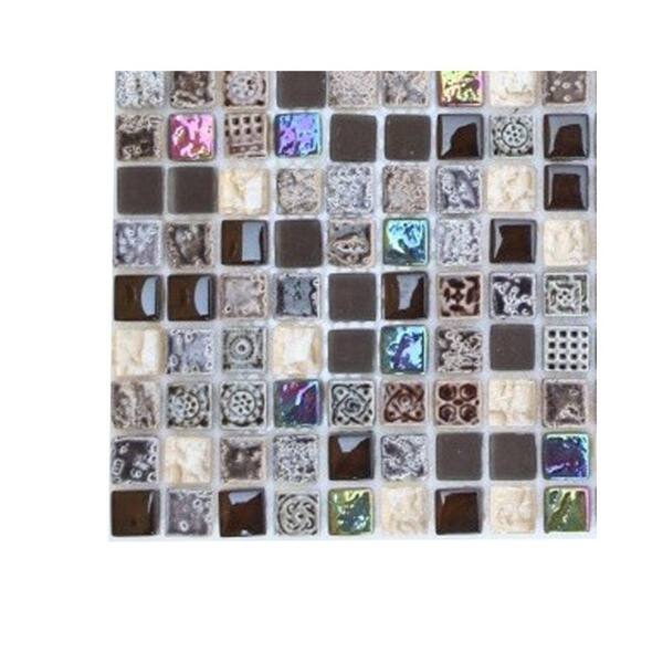 Splashback Tile Aztec Art Lumberjack Glass Tile - 3 in. x 6 in. x 8 mm Tile Sample