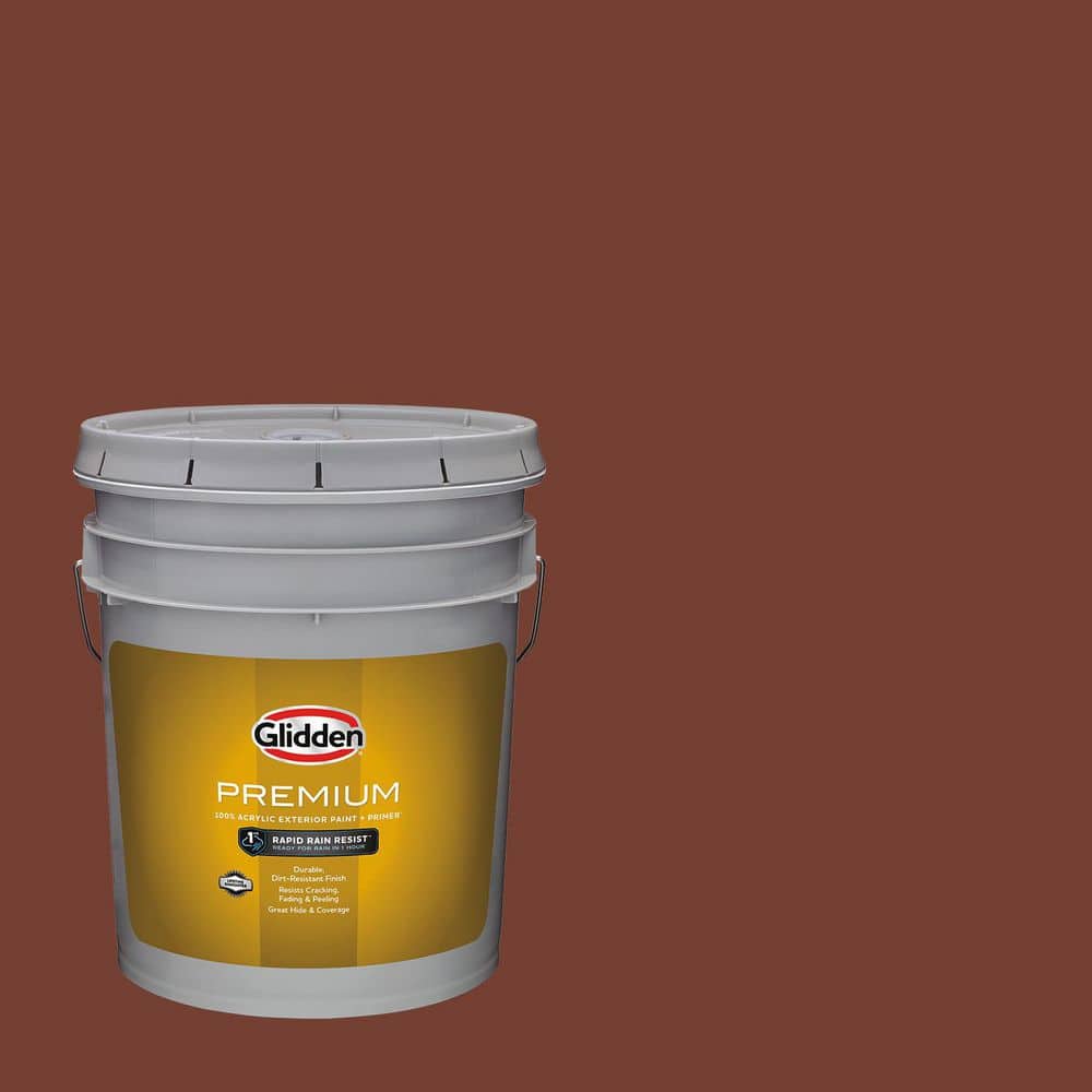 Glidden Premium 5 gal. PPG1060-7 Warm Mahogany Satin Exterior