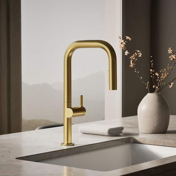 グレイトフルベン 金 KOHLER Components 1 Handle Pull Down Sprayer Kitchen Faucet with