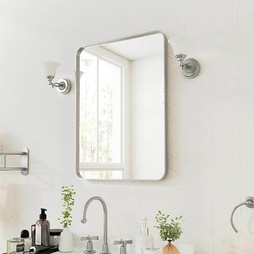 22 in. W x 30 in. H Rectangular Aluminum Framed Wall Bathroom Vanity Mirror in Silver price history on PriceWatchPro