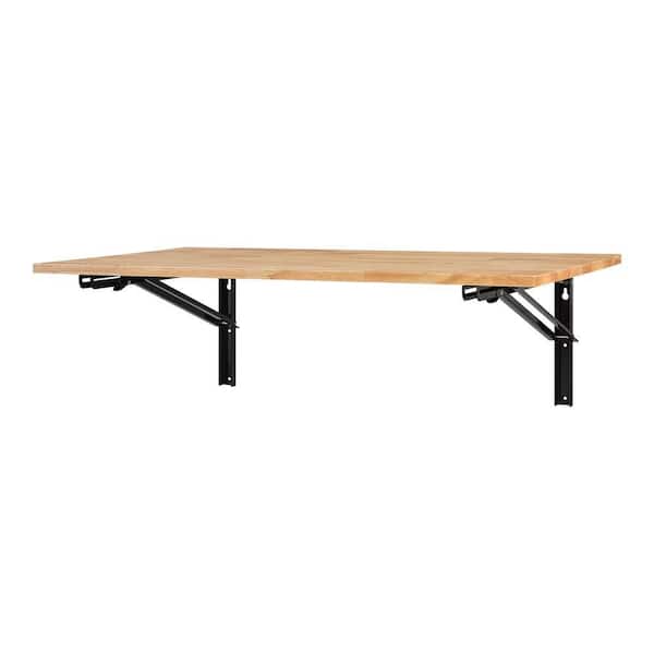Husky 41 in. W x 24 in. D Folding Wood Top Wall Mounted Workbench