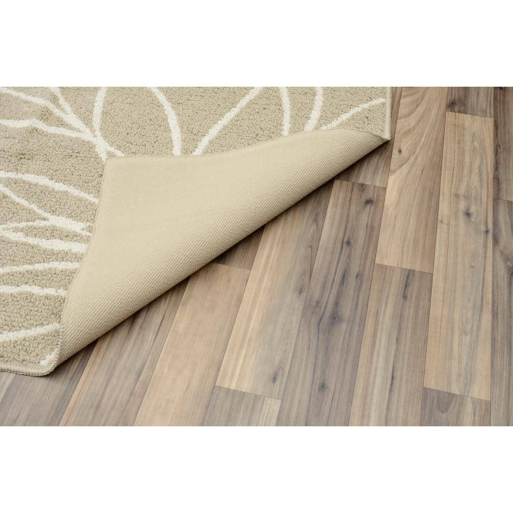 Ivory Floral Tufted Washable Runner Rug 2' x 5'