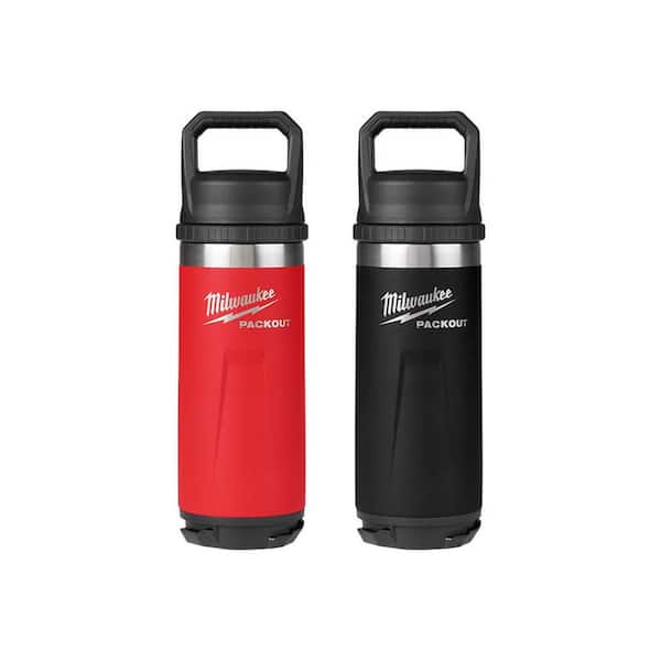 PACKOUT Red and Black 18 oz. Insulated Bottle with Chug Lid (2-Pack)