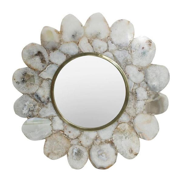 HomeRoots 29.9 in. W x 29.9 in. H Aluminum White Vanity Mirror