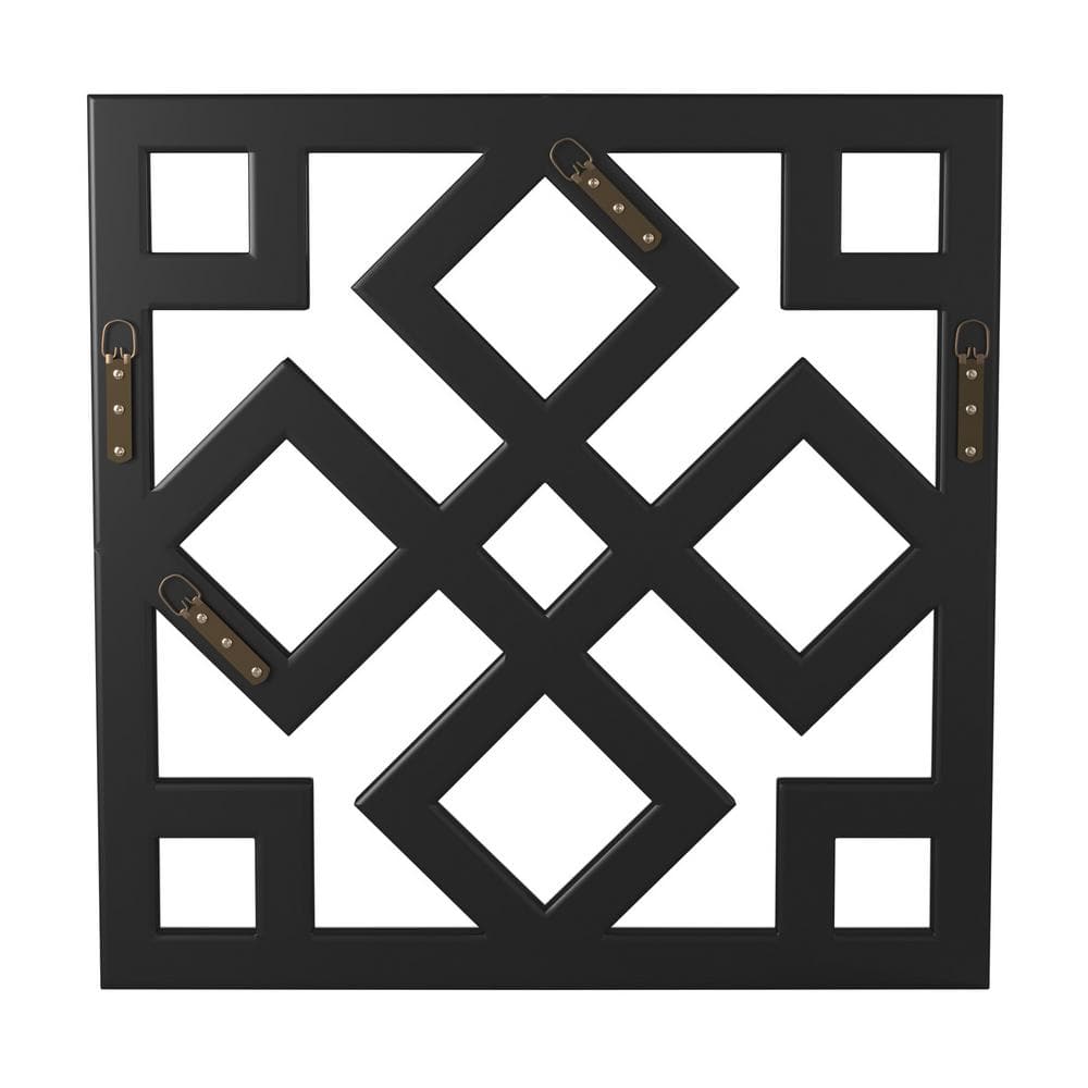 20" Square Interlocking Lattice Wood Framed Wall Mirror