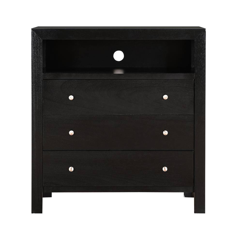 AndMakers Burlington 3Drawer Black Chest of Drawers (36 in. H x 34 in