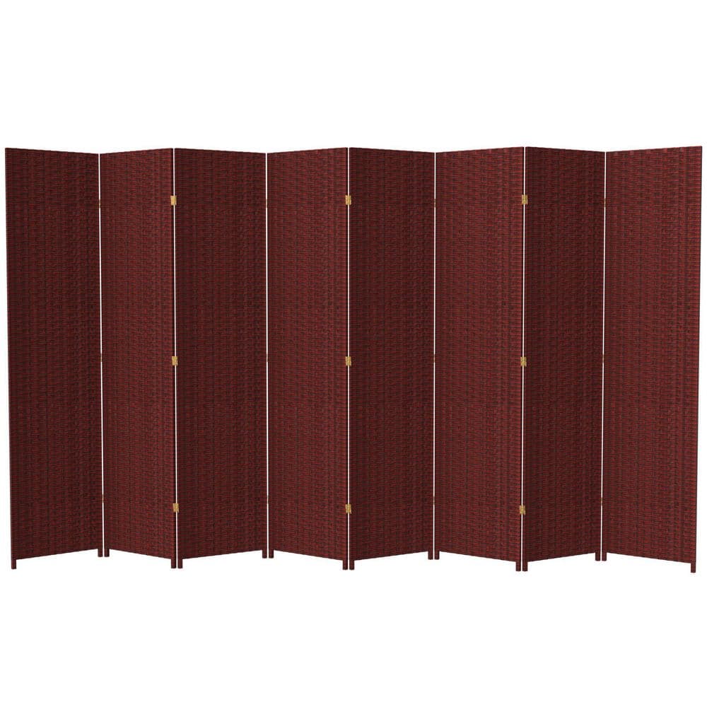 Red and Black 7 Ft Tall Woven Fiber 8-Panel Room Divider