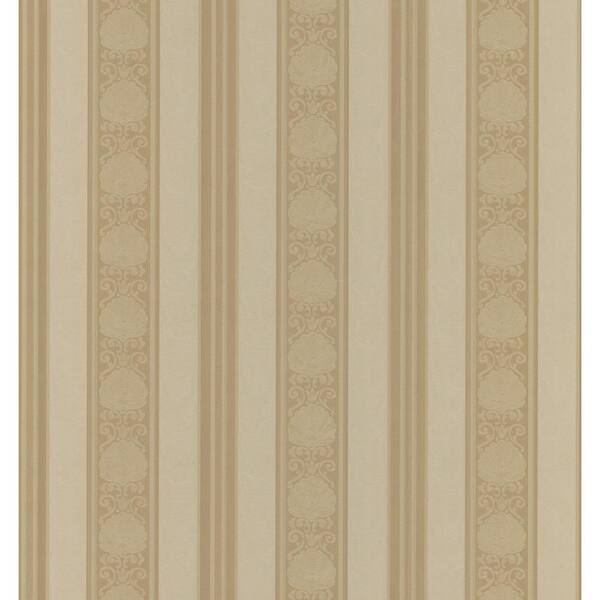 Brewster Delphine Copper Stripe Brown Vinyl Peelable Roll (Covers 56.4 sq. ft.)
