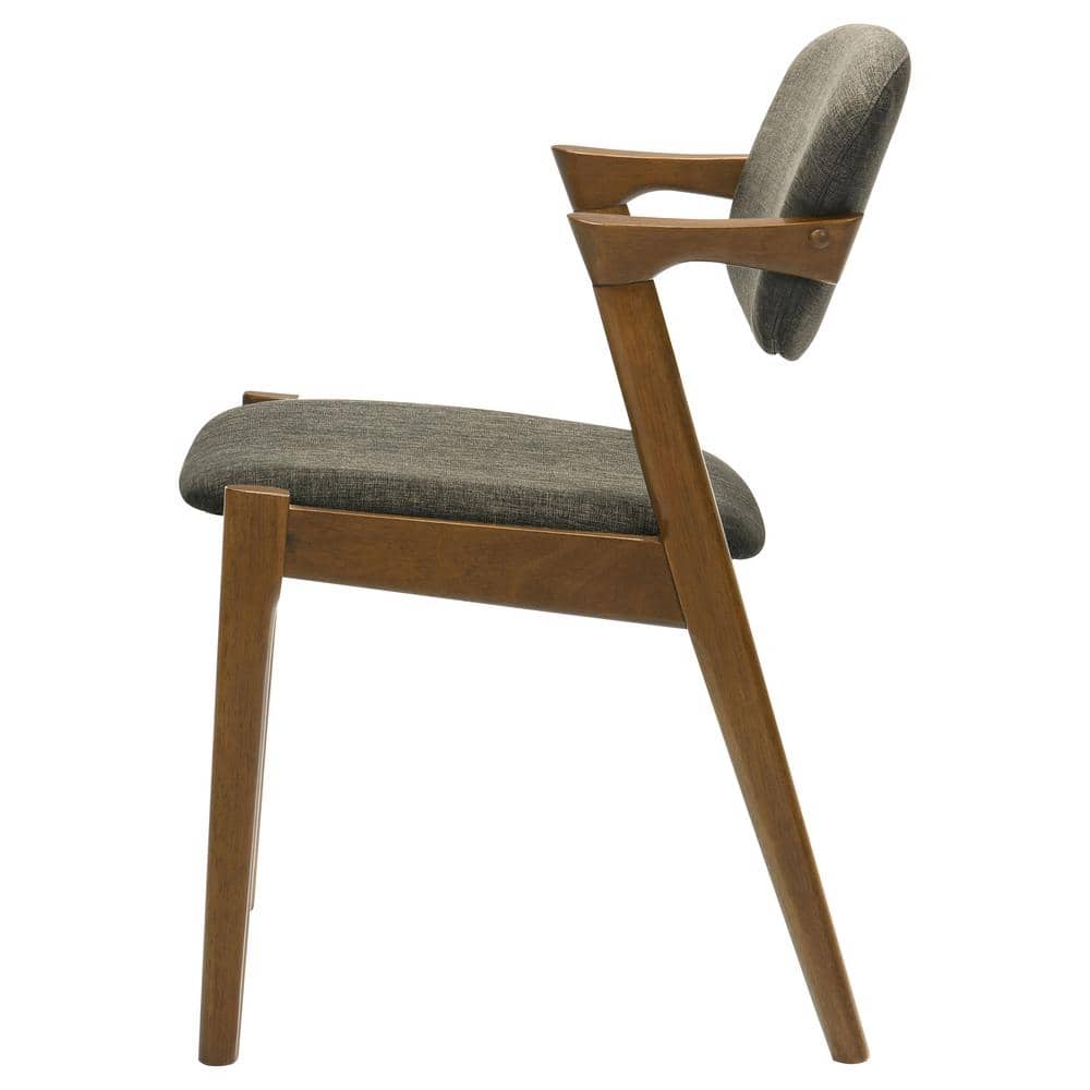 Modern Gray Upholstered Parsons Side Chair with Dark Walnut Legs