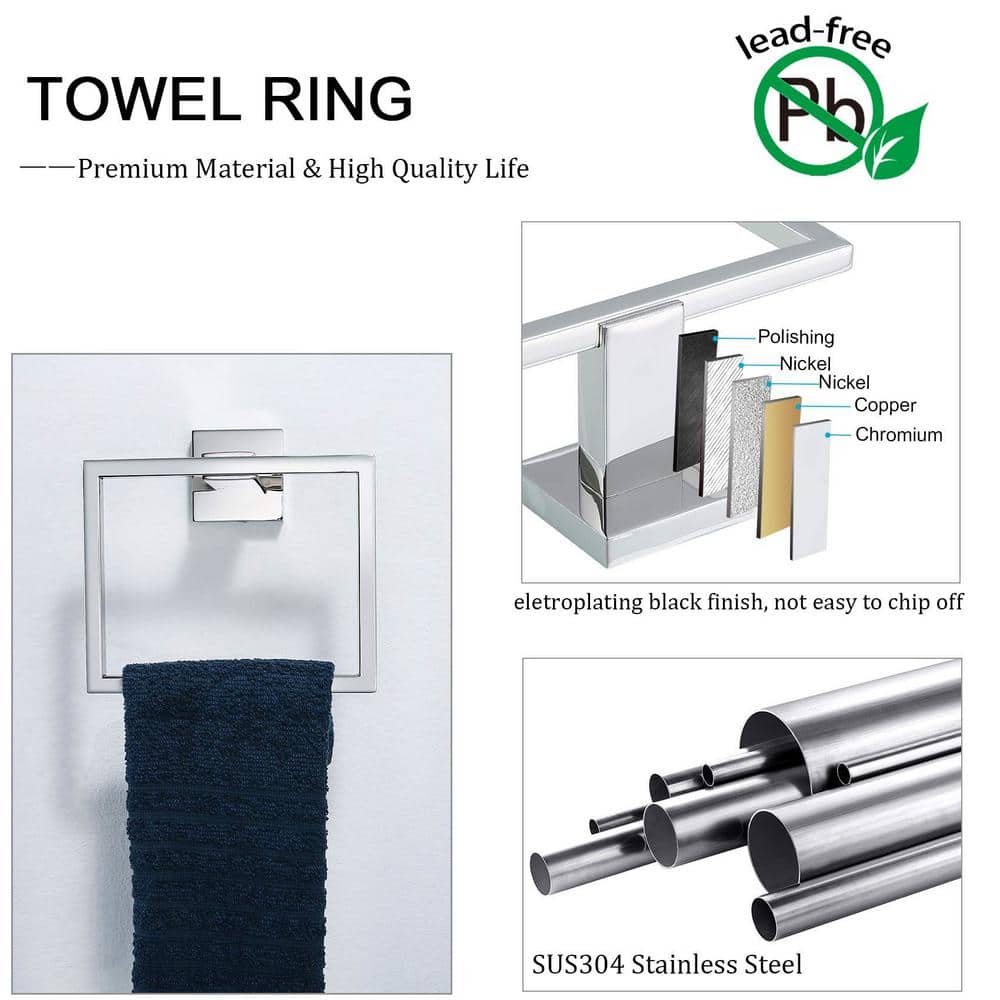 Stainless Steel Chrome 5-Piece Bathroom Hardware Set